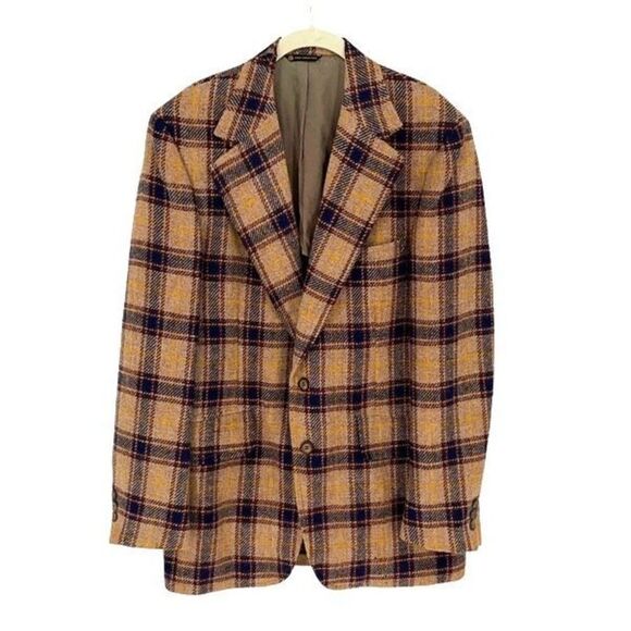 Vintage Belridge Peerless Pure Virgin Wool Blazer Sport Coat Jacket Plaid 41 Lon - Picture 1 of 11
